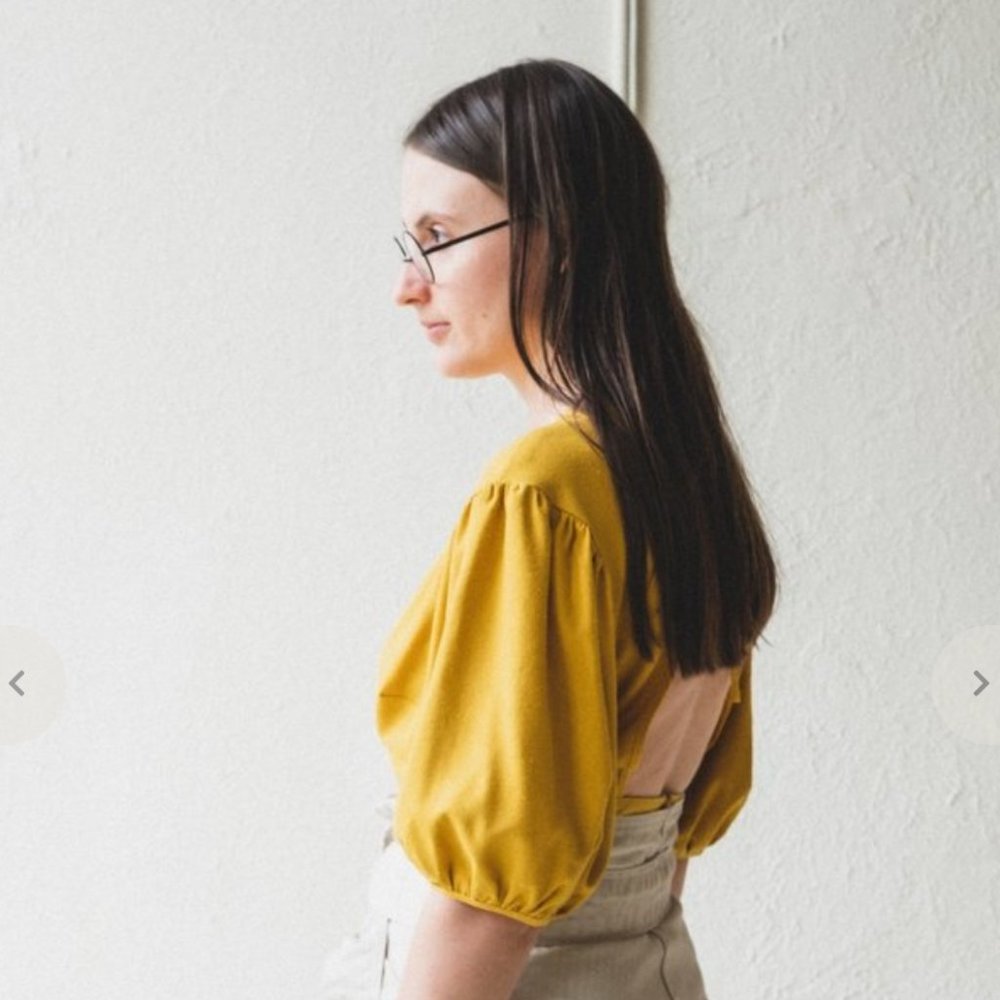 NWOT Town Clothes Silk Noil Quince Top in Sunflower, XS